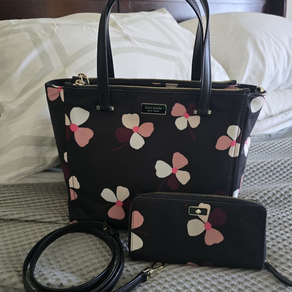 Kate Spade New York DAWN DUSK BUDS MEDIUM SATCHEL AND W/ MATCHING WALLET